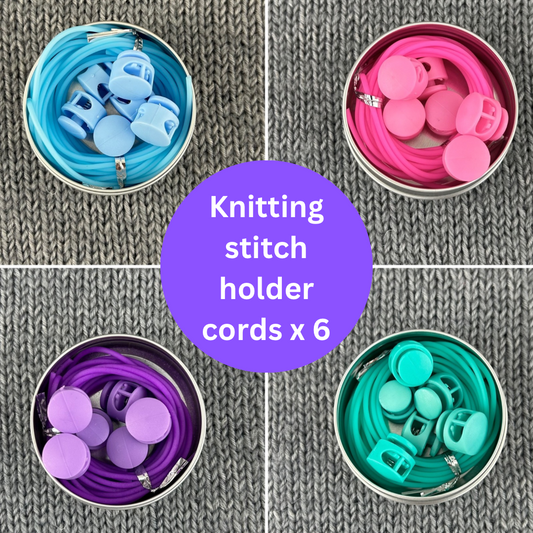 6 Knitting Stitch Holder Cords or Cables in a Tin. Stitch Keeper Hollow Tubing, Accessories, Notions, Supplies