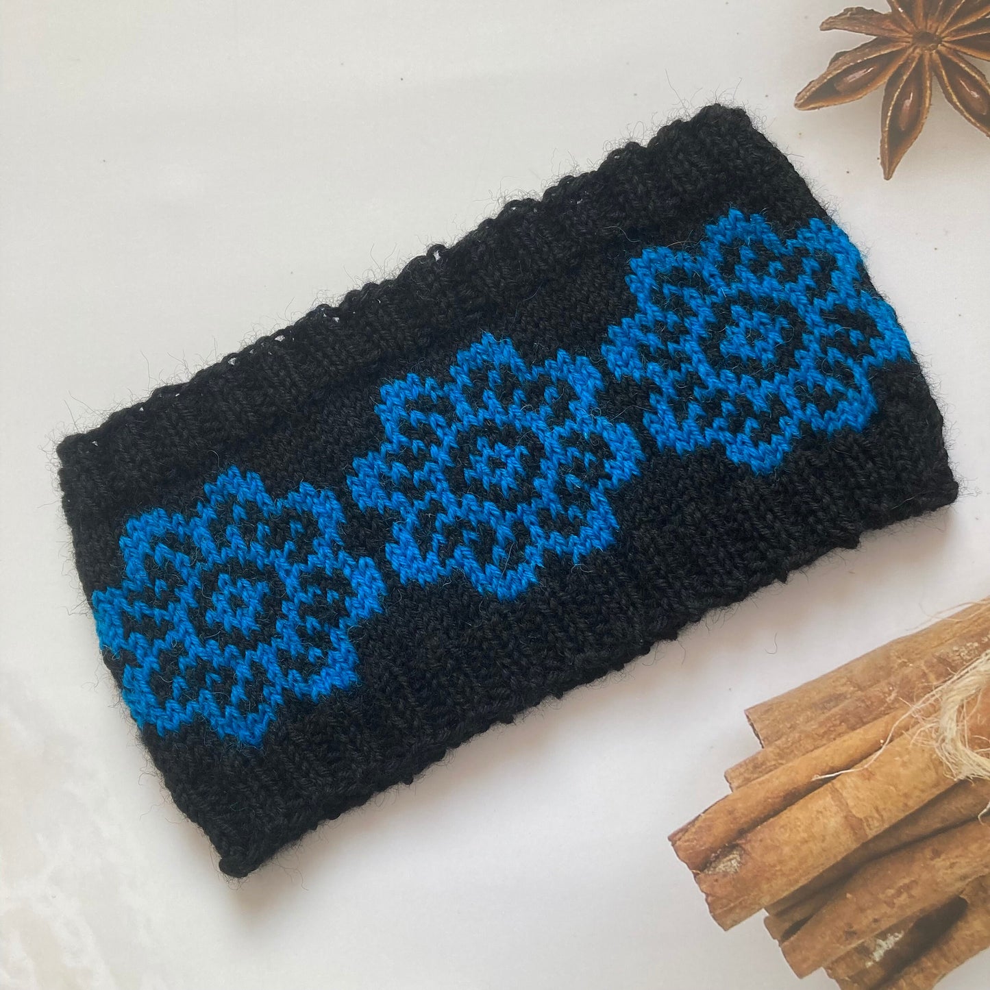 Flower Headband or Earwarmer Knitting Pattern Only Night Wish Norwegian Scandinavian Knitted Design