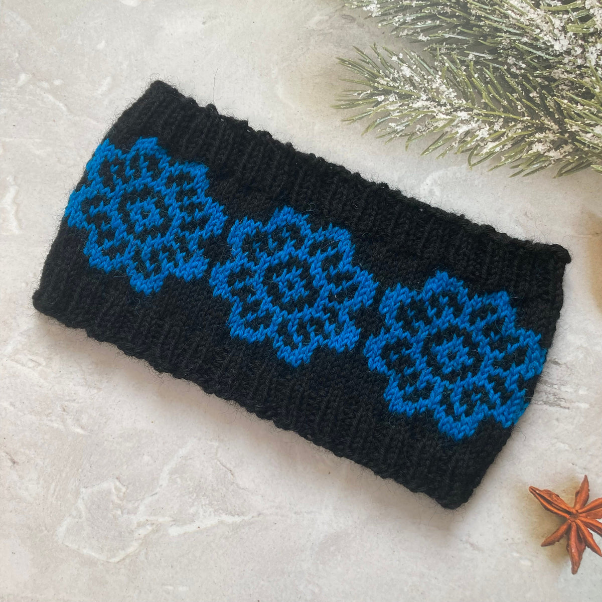 Flower Headband or Earwarmer Knitting Pattern Only Night Wish Norwegian Scandinavian Knitted Design