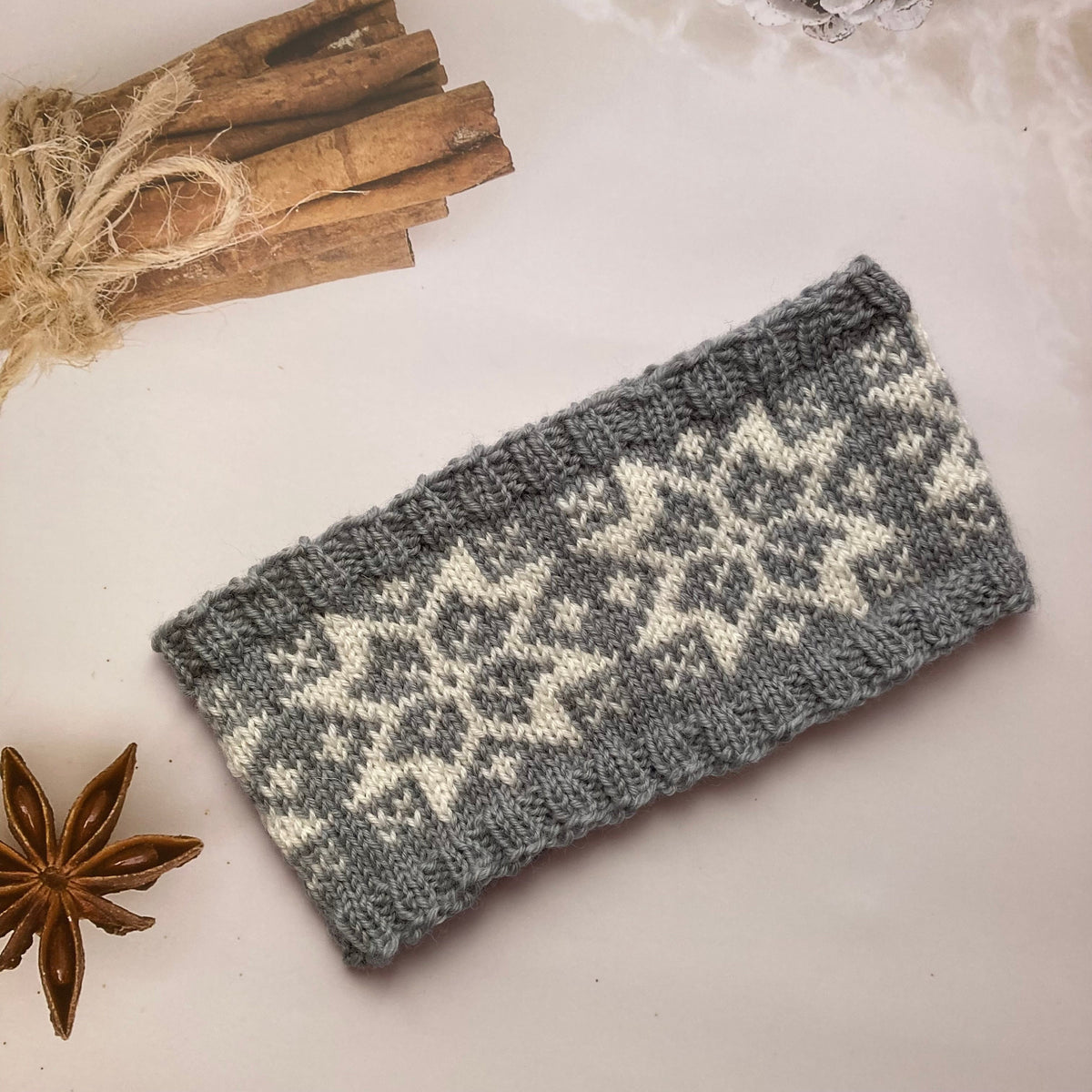 Star Snowflake Earwarmer or Headband Knitting Pattern Only Nattstjerne Norwegian Rose Scandinavian Knitted Scarf Ishagen