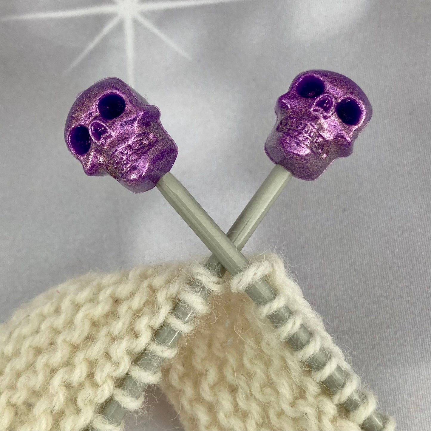 Purple Skull Knitting Needle Point Protectors Stitch Savers, Stoppers, End Caps, Huggers,   Knitting Accessories, Gifts for knitters