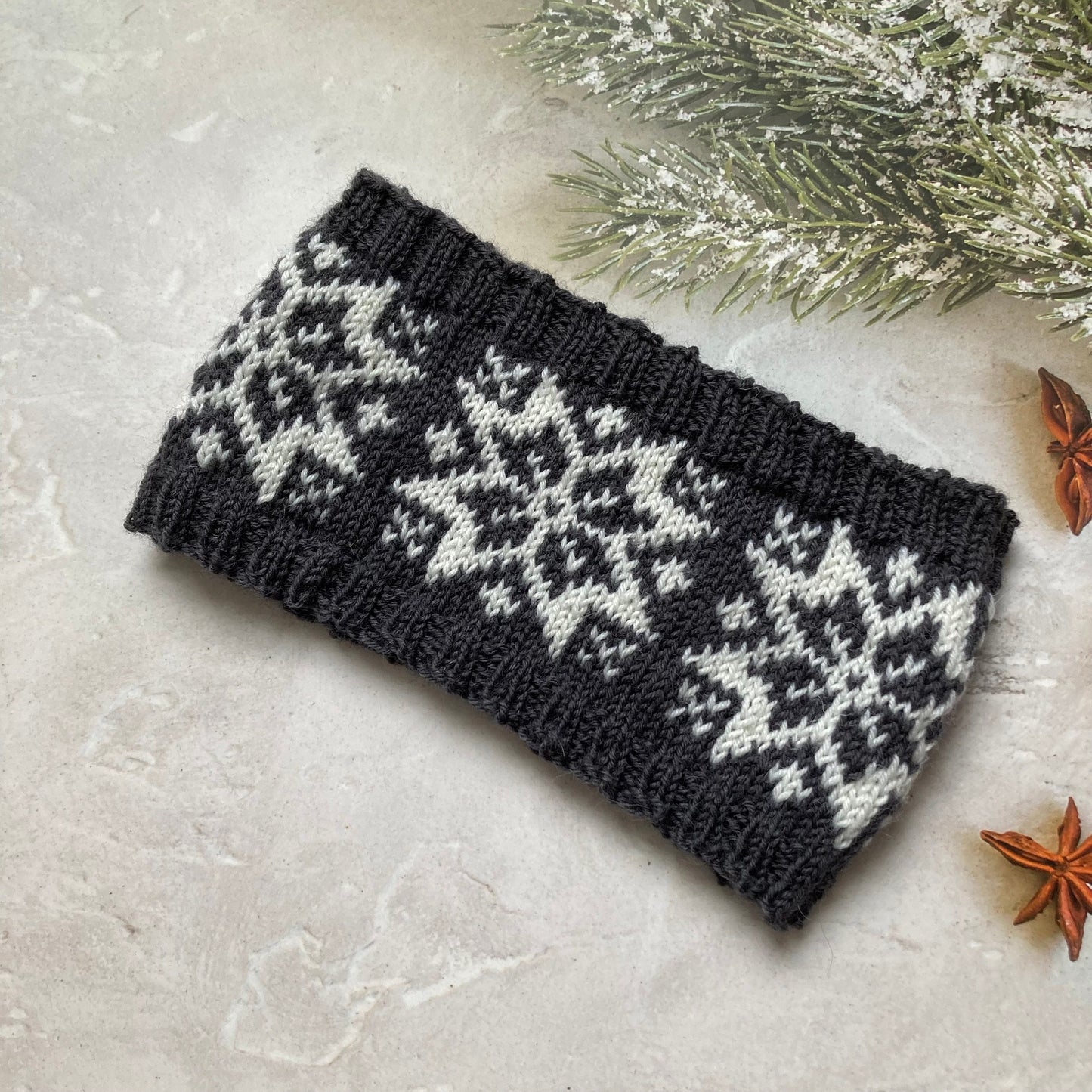Star Snowflake Earwarmer or Headband Knitting Pattern Only Nattstjerne Norwegian Rose Scandinavian Knitted Scarf Ishagen