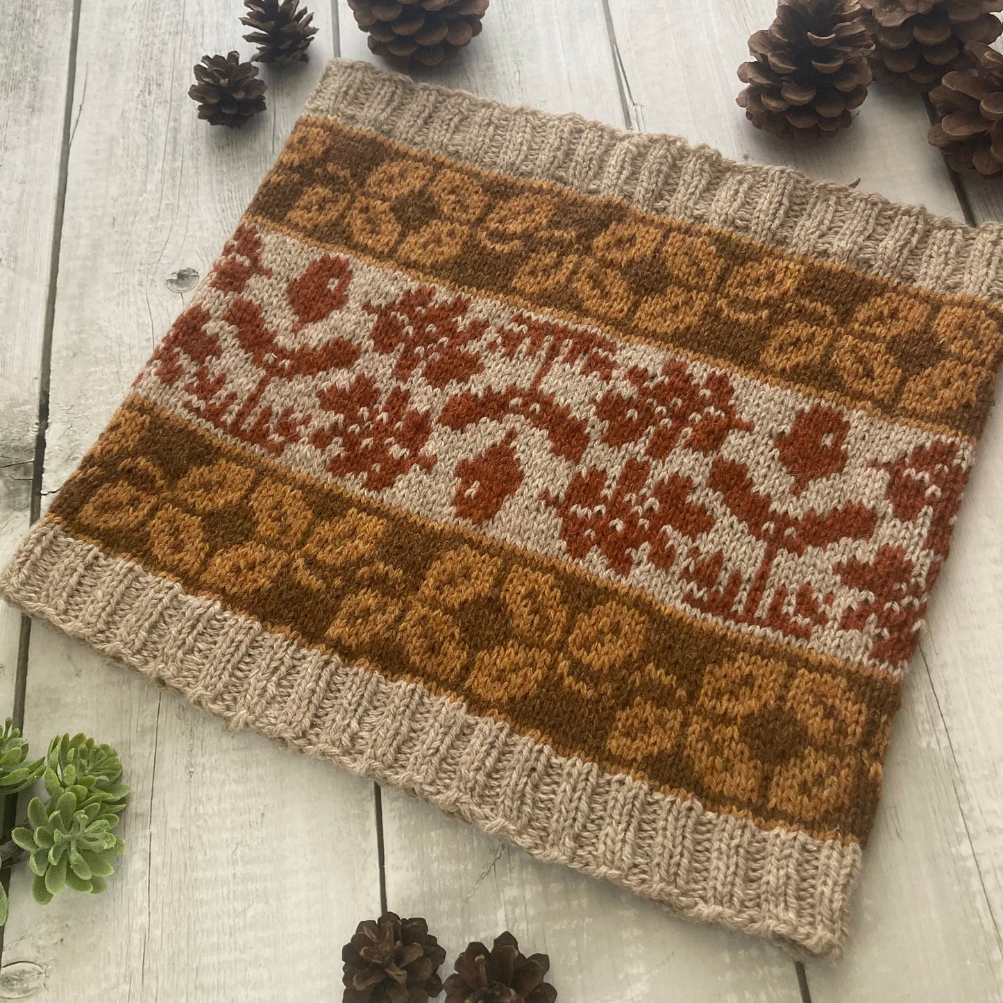 Autumn Cowl Knitting Pattern Only Norwegian Scandinavian Knitted Scarf Host, For Worsted Aran DK Sport Weight Yarn