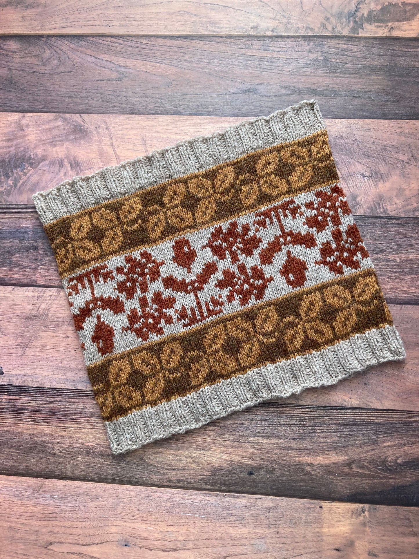 Autumn Cowl Knitting Pattern Only Norwegian Scandinavian Knitted Scarf Host, For Worsted Aran DK Sport Weight Yarn