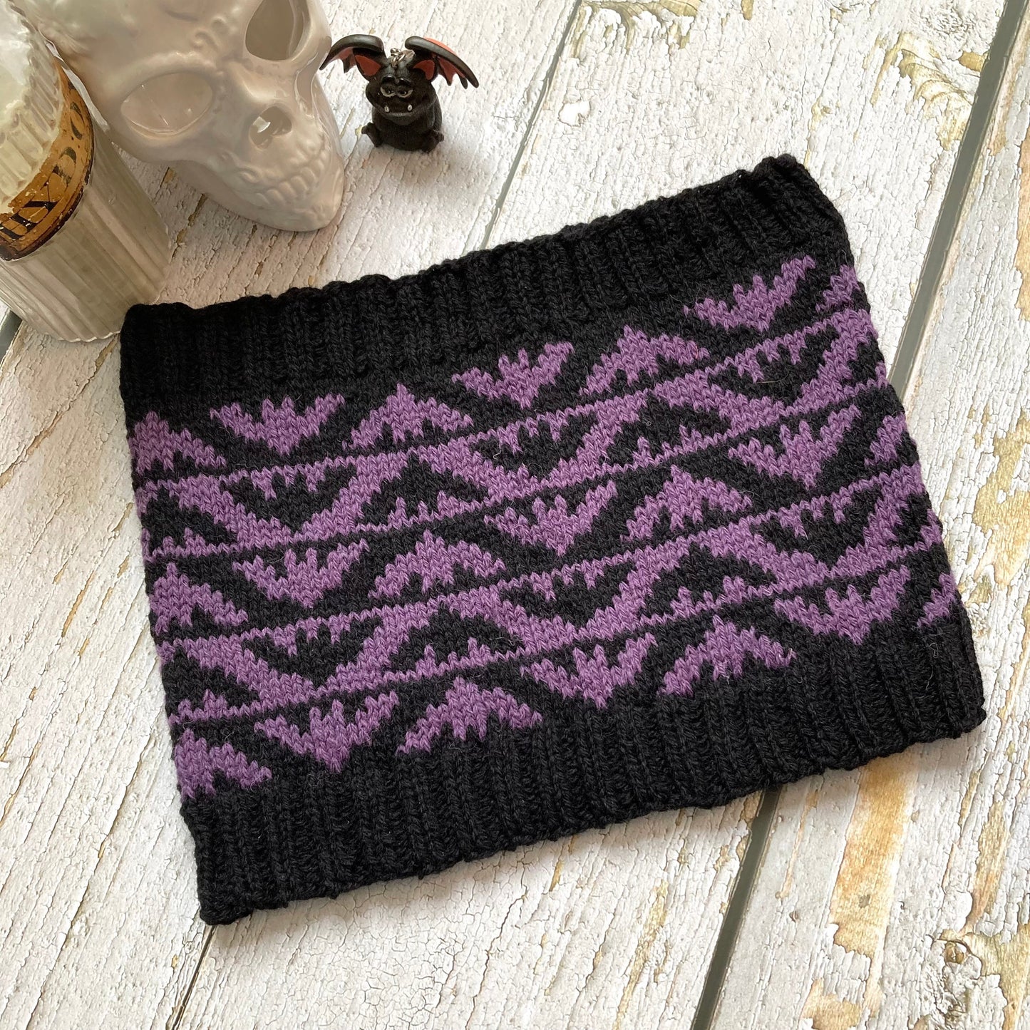 Bat Cowl Knitting Pattern Only, Halloween Goth Gothic, Stranded Colourwork Neck Warmer Scarf, Alternative, Winging It, Sport DK Aran Worsted