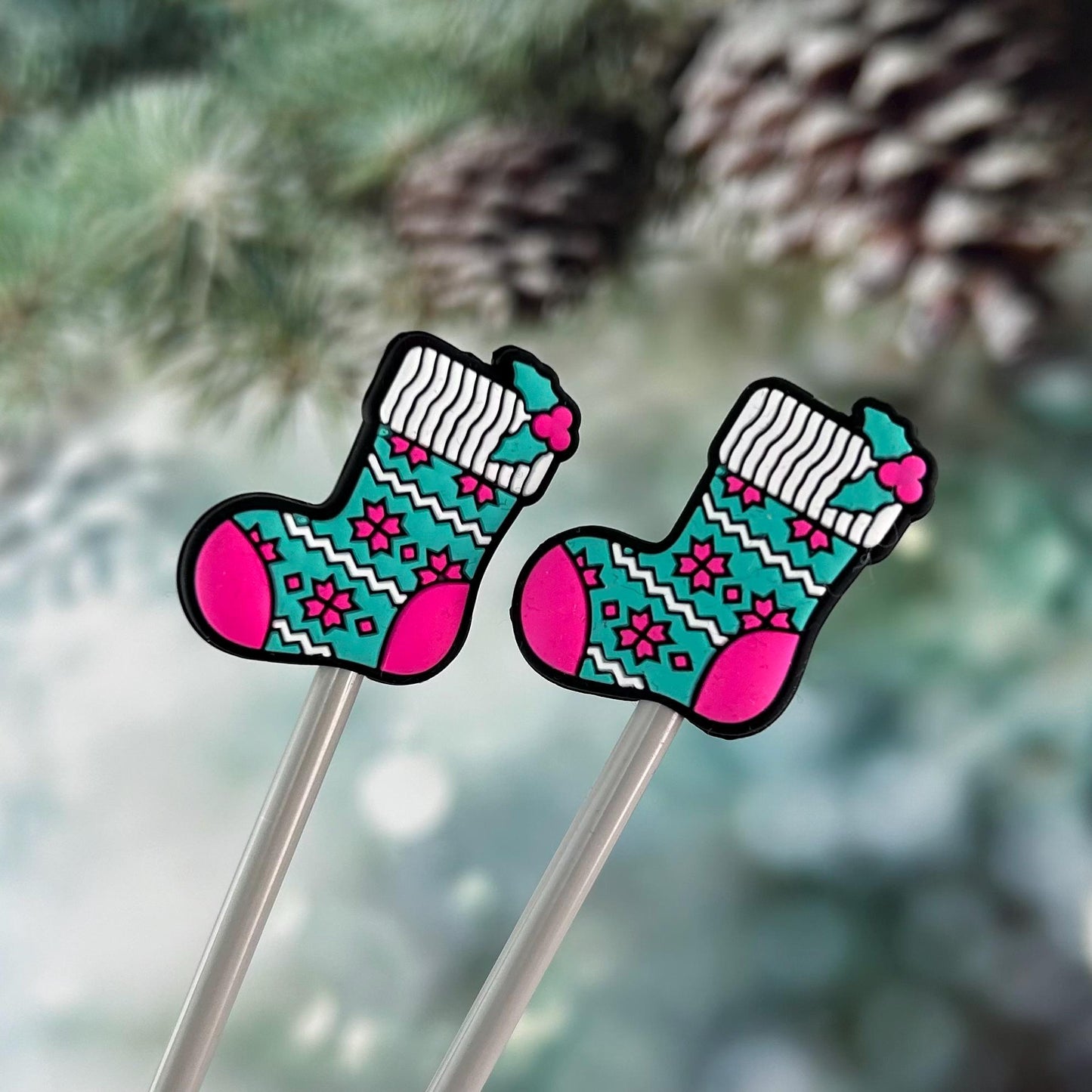 Christmas Stocking Knitting Needle Stitch Savers, Stoppers, End Caps, Huggers. Accessories & Notions. Point Protectors, Gifts for knitters