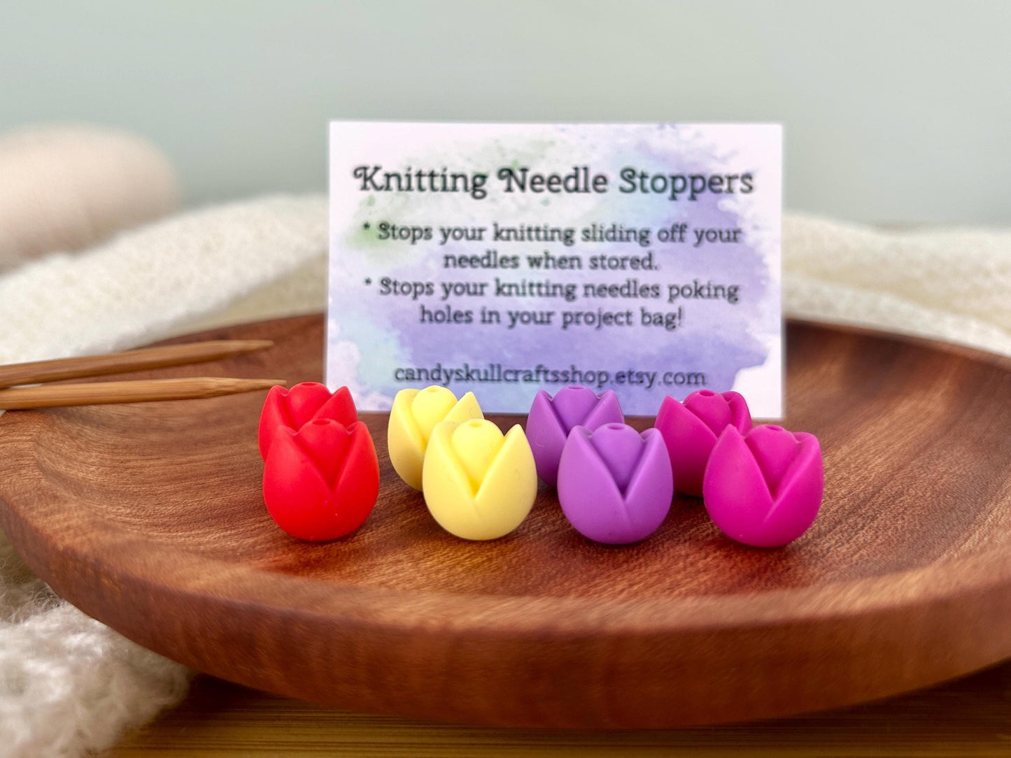 Tulip Knitting Needle Stitch Savers Protectors Stoppers End Caps Knitting Accessories, Gifts for knitters